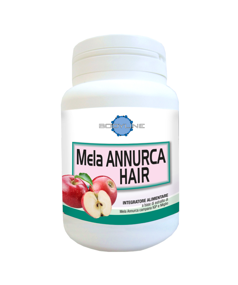 Integratore alimentare specifico all’estratto di Mela Annurca coadiuvante nel contrastare le calvizie, la perdita dei capelli ed aumentarne la ricrescita.