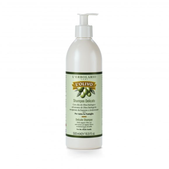 Shampoo delicato l'Olivo. olio di Oliva biologico, estratto di Olive biologiche e acqua distillata di foglie di Olivo biologico