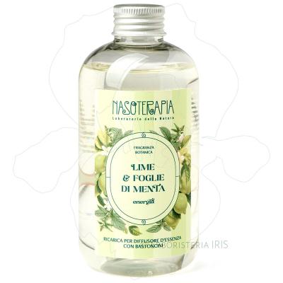 lime foglie di menta ricarica per diffusore di essenza con bastoncini nasoterapia iriserboristeria 800x800