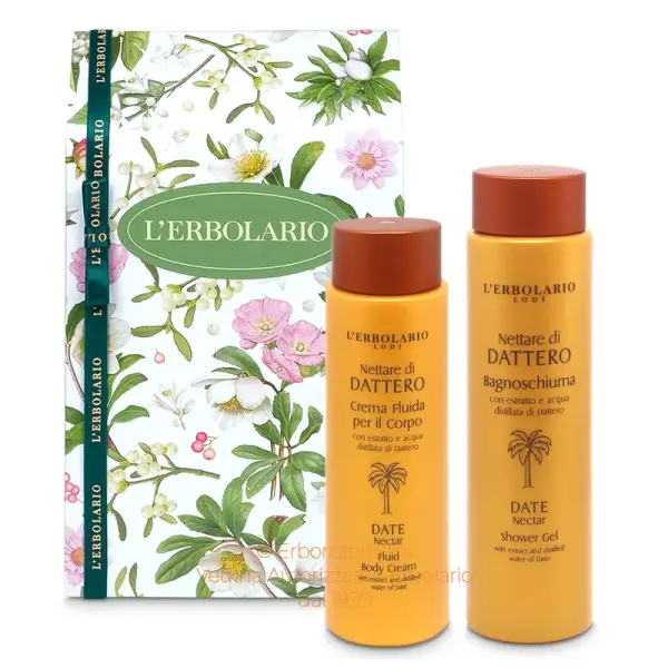 confezione regalo duo crema bagnoschiuma linea nettare di dattero erbolario iriserboristeria