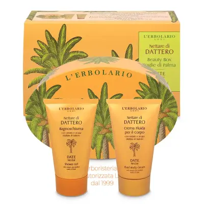 beauty box latta foglie di palma linea nettare di dattero erbolario iriserboristeria
